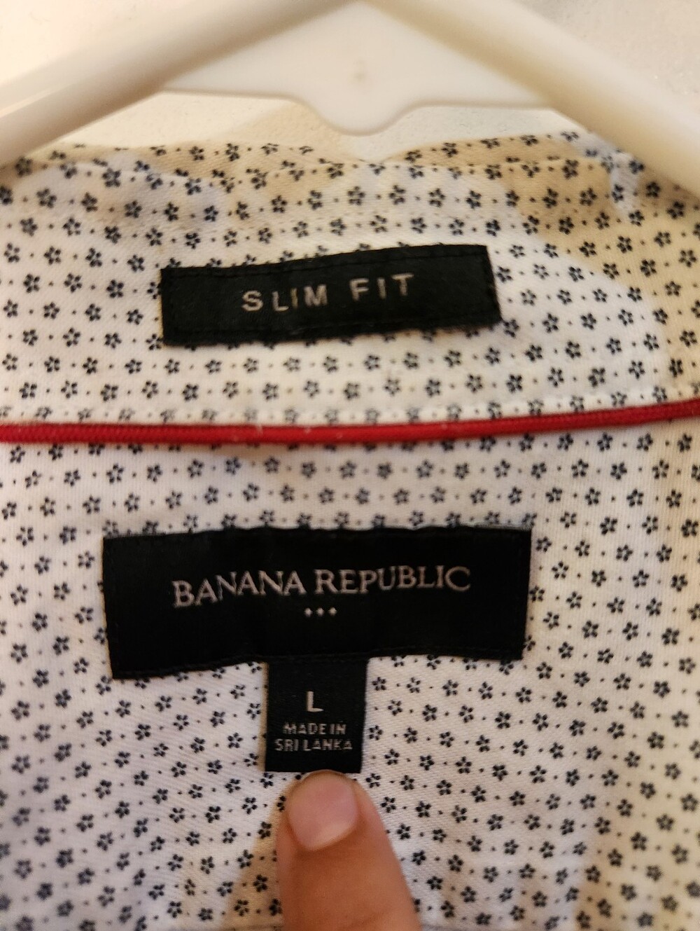 Banana Republic Slim Fit White Micro-Pattern Men's Shirt